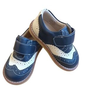 Elephantito‎ Toddler Navy White Leather Wingtip Oxford Spectator Shoes Size 6